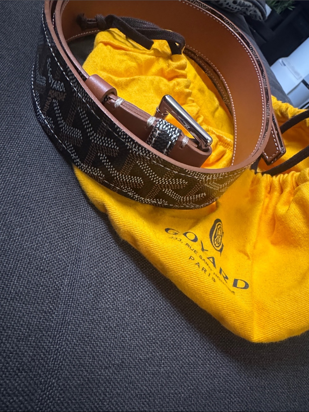 New Goyard men’s belt. 
Black Brown Goyardine Canvas
Leather 5 Hole
